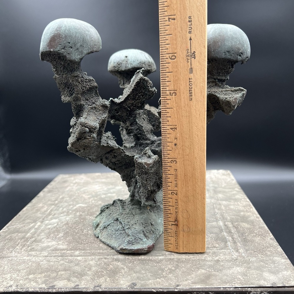 Vtg Brutalist Cast Bronze Mushroom Sculpture 6.5" Mid Century Organic Art MCM - Picture 5 of 12